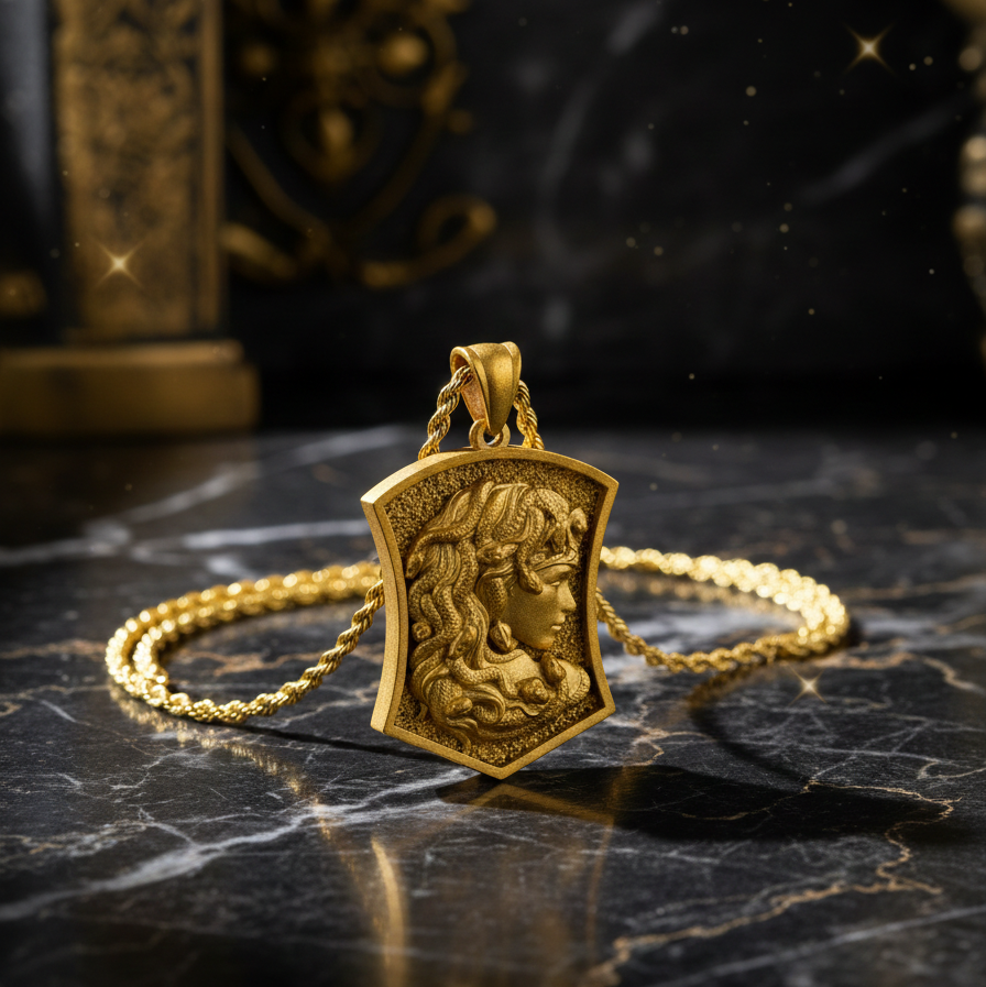 Colgante Escudo Medusa Oro 18k