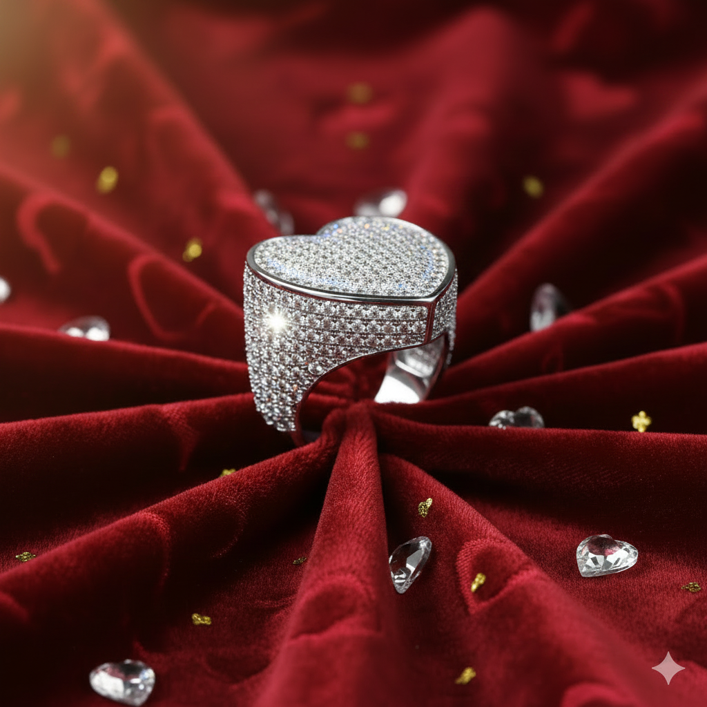 Anillo Ice Corazón Oro Blanco