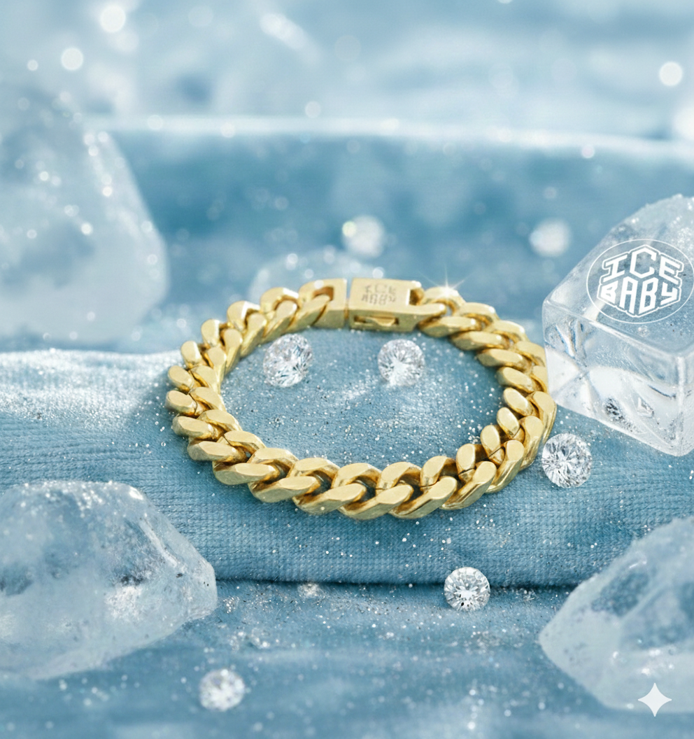 Brazalete Cubana Oro 18K Premium