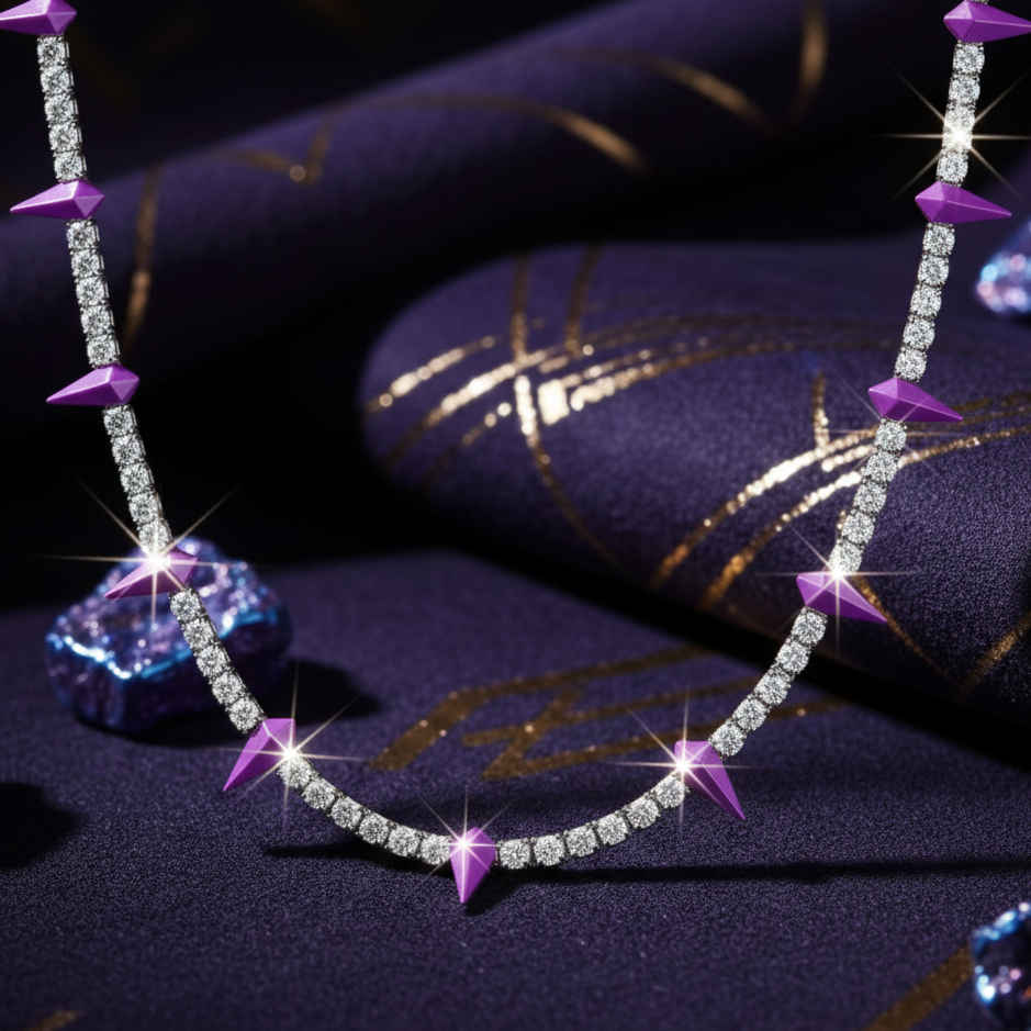 Wakanda Purple 5mm White Gold Tennis Chain