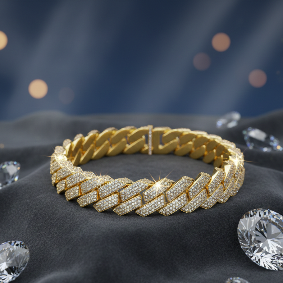 Brazalete Cubana Premium 20 Mm Oro 18K