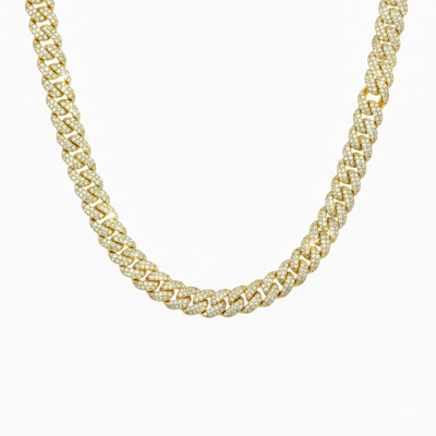 Cadena Cubana Ice 10 mm Oro 18K