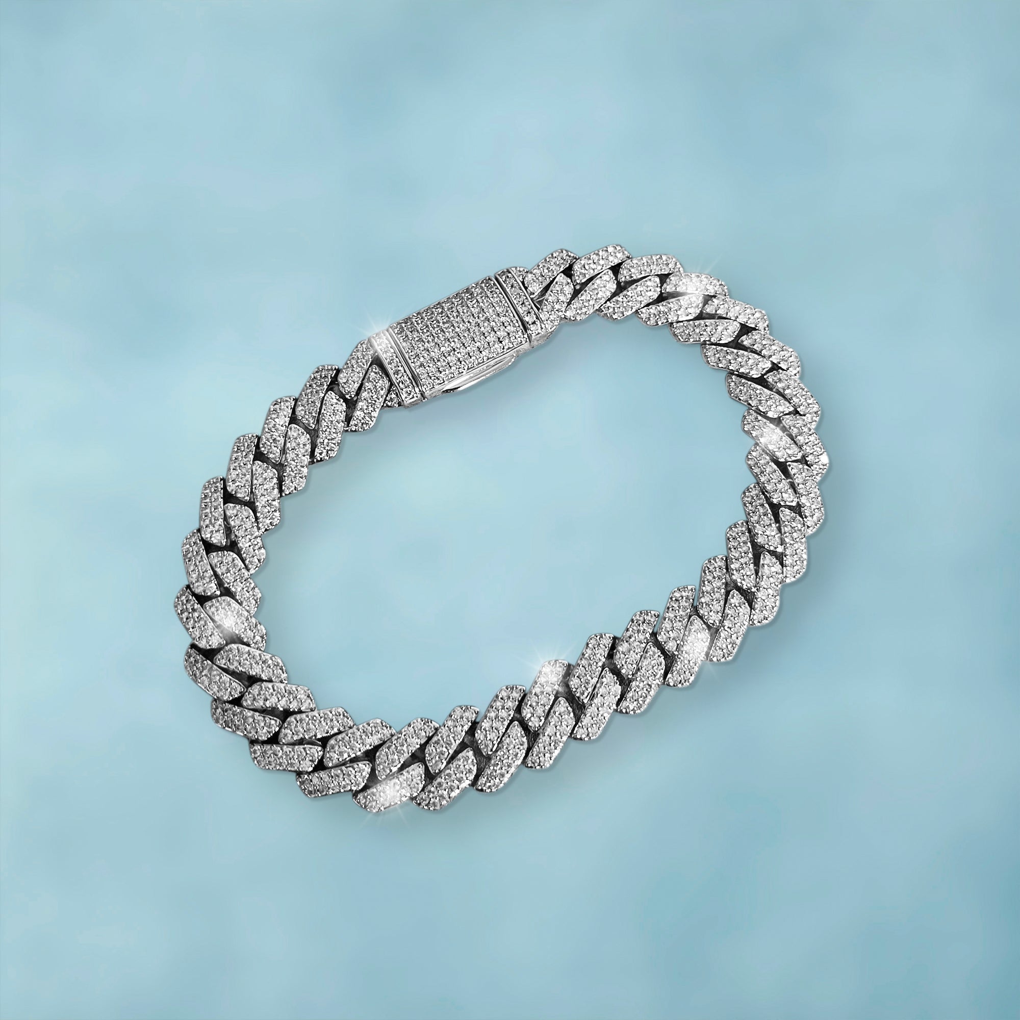 Brazalete Cubana Prong 10 Mm Oro Blanco