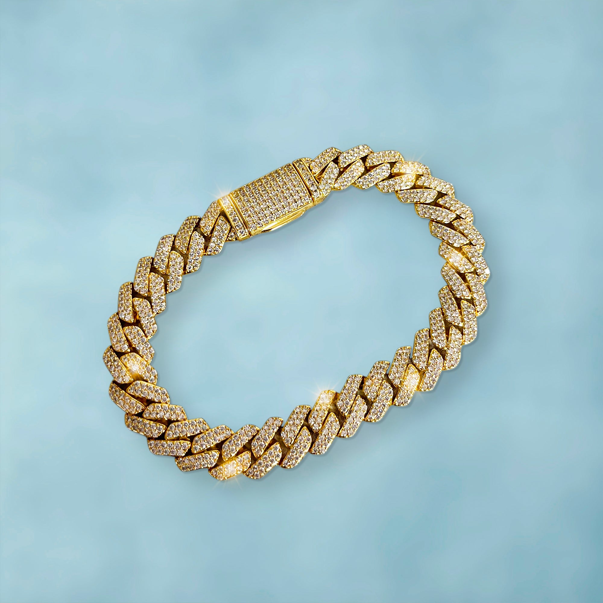 Brazalete Cubana Prong 10 Mm Oro 18K