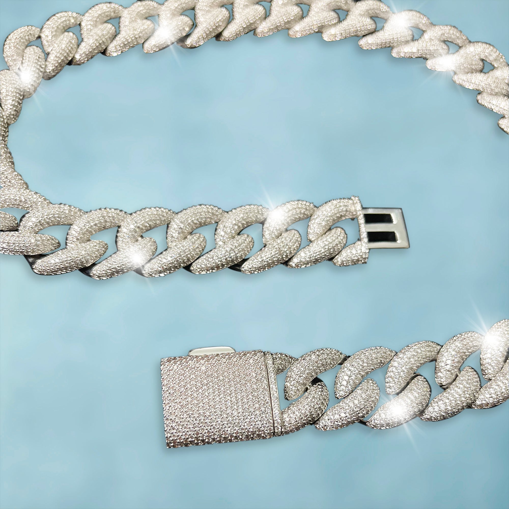 Cadena Cubana Rich Boss 20 Mm Oro Blanco