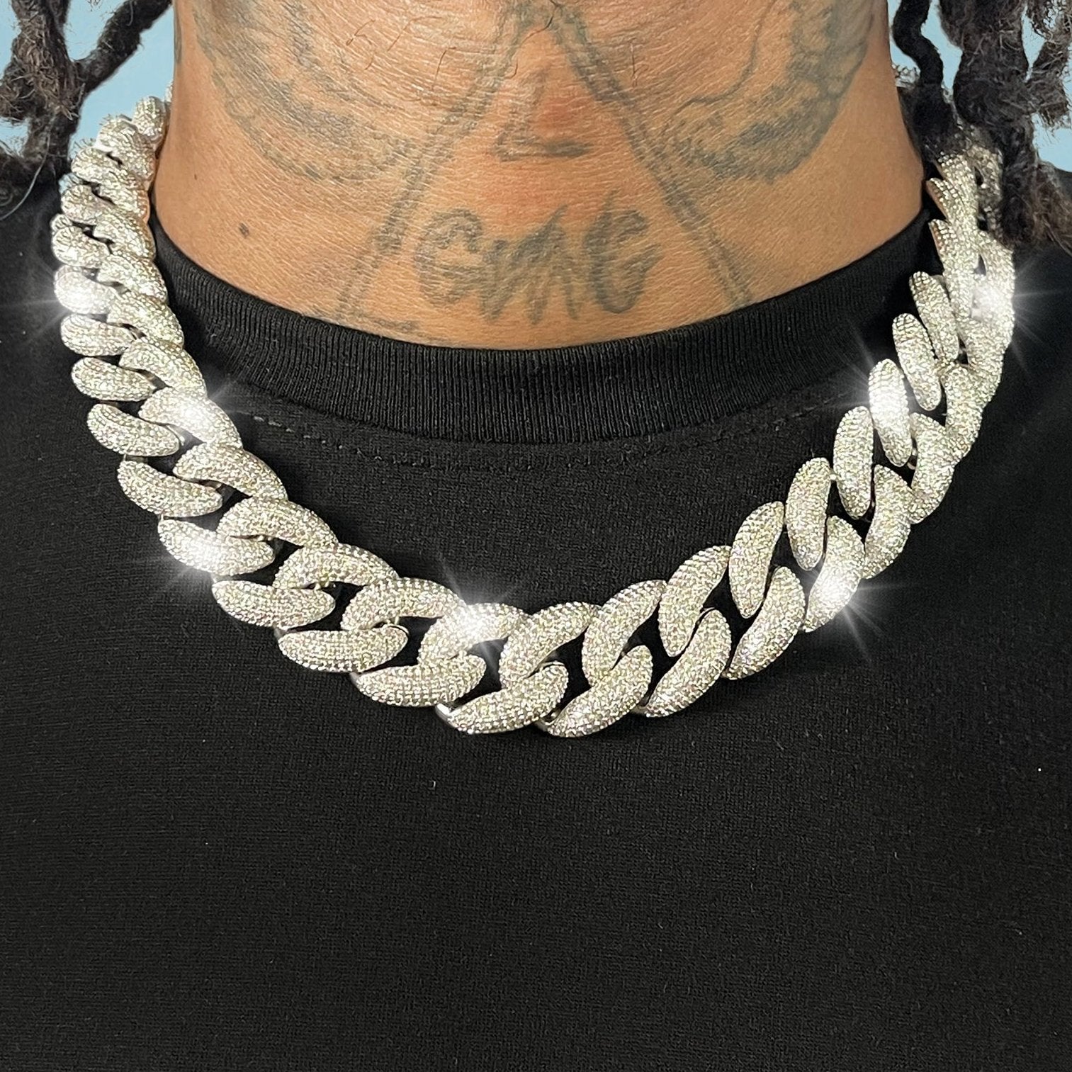 Cadena Cubana Rich Boss 20 Mm Oro Blanco
