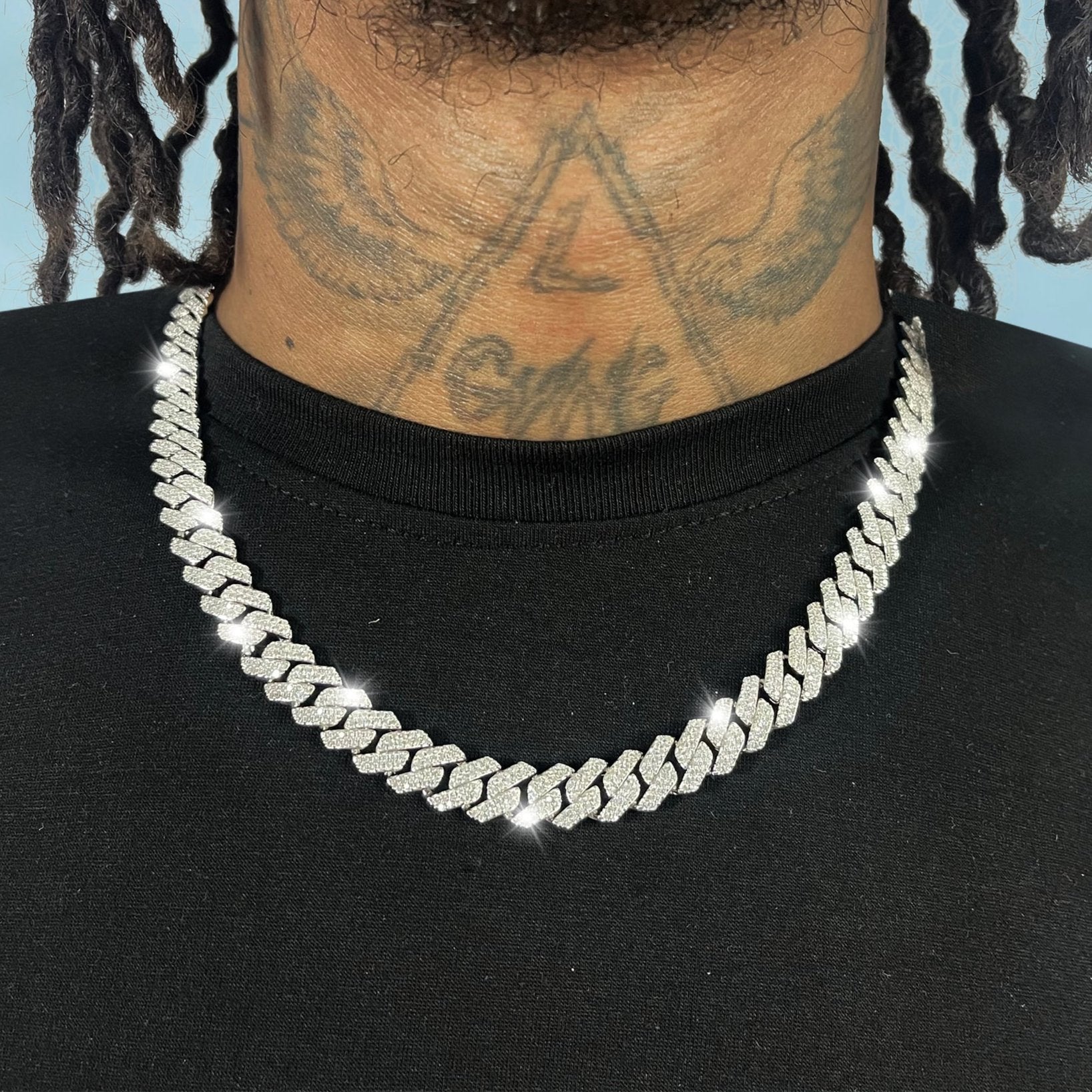 Cadena Cubana Prong 10 Mm Oro Blanco