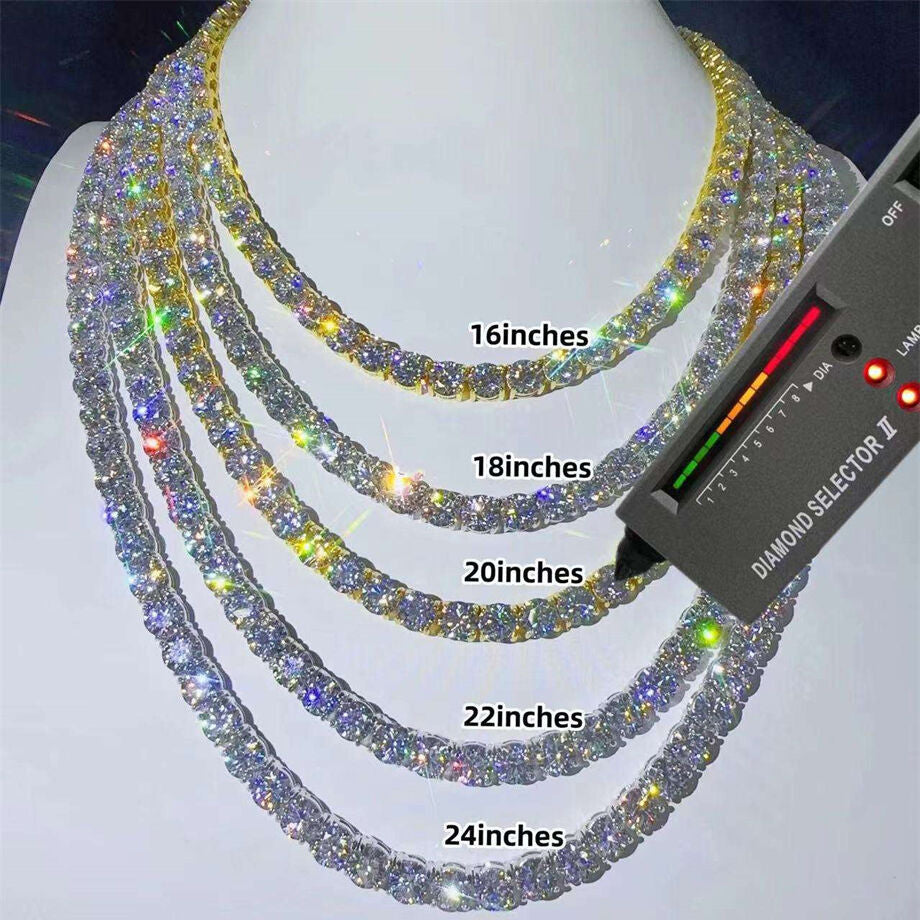 Medidas de la Cadena Tenis VVS Moissanite + Plata 925