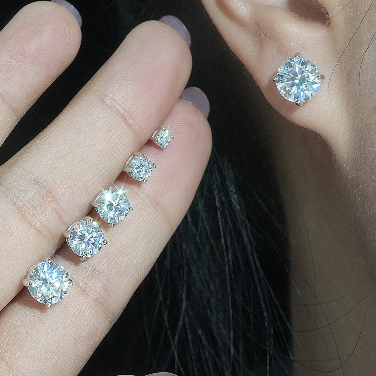 Pendientes Classic VVS Moissanite + Plata 925