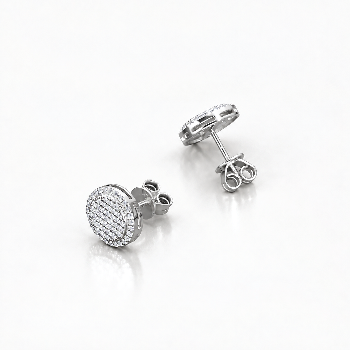 Pendientes Superstar VVS Moissanite + Plata 925, vista de tres cuartos