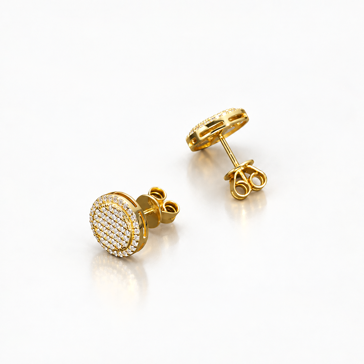 Pendientes Superstar VVS Moissanite + Plata 925 Oro 18K, vista de tres cuartos