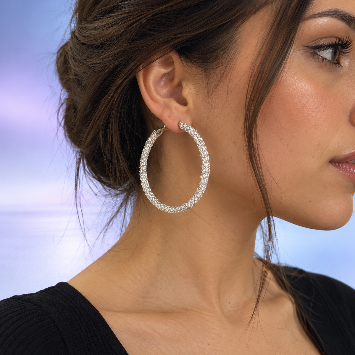 Pendientes Aros Ice Mujer VVS Moissanite + Plata 925