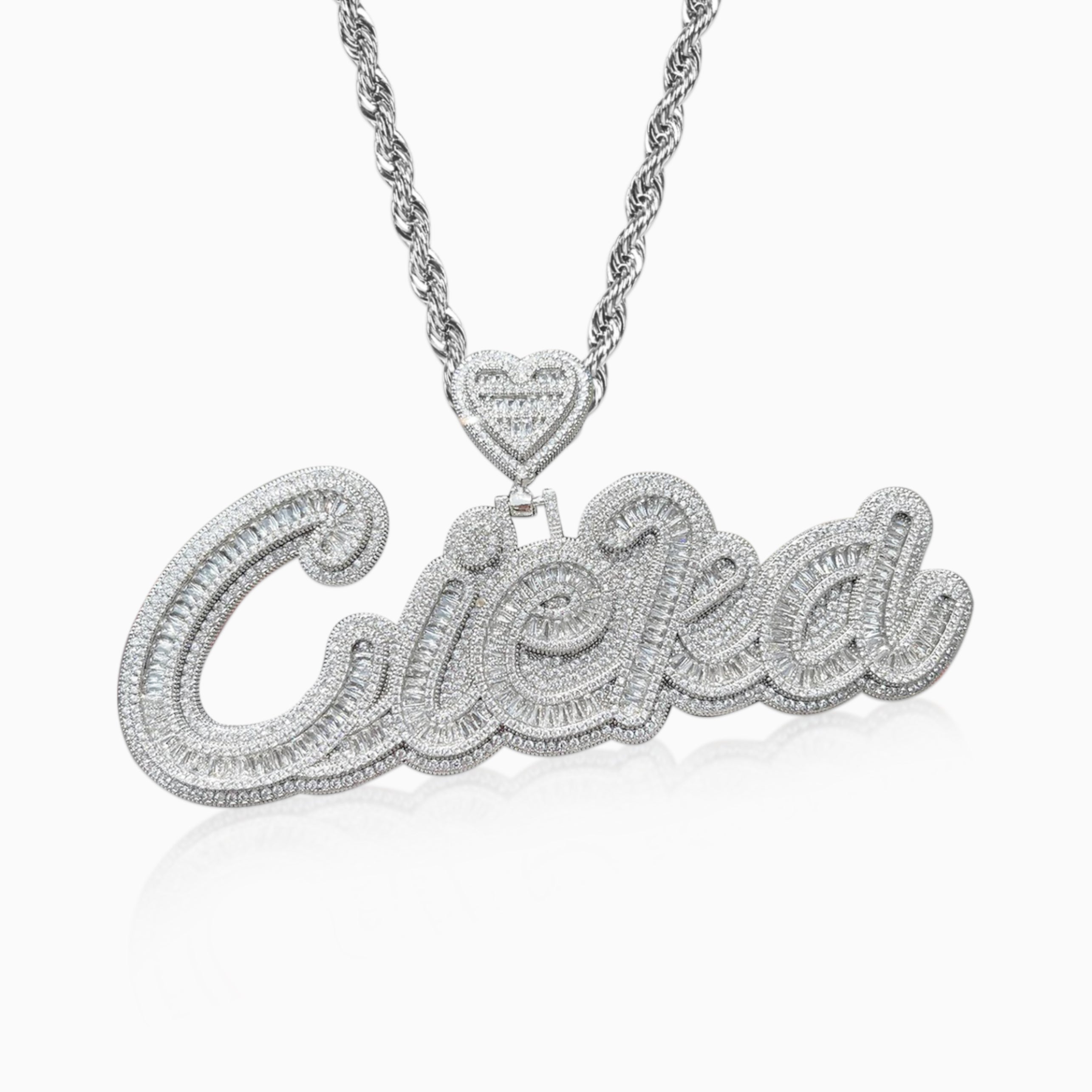 Colgante Personalizado Corazón Baguettes Oro
