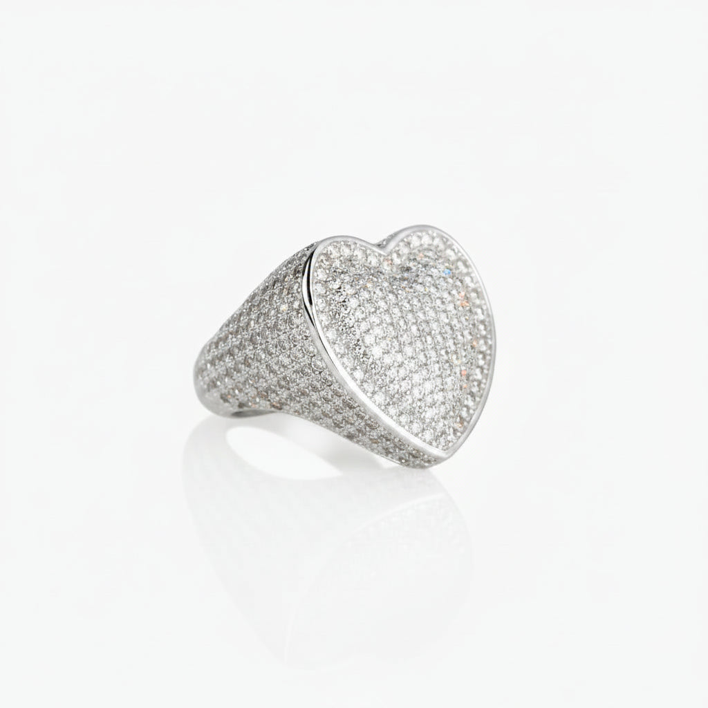 Anillo Ice Corazón Oro Blanco