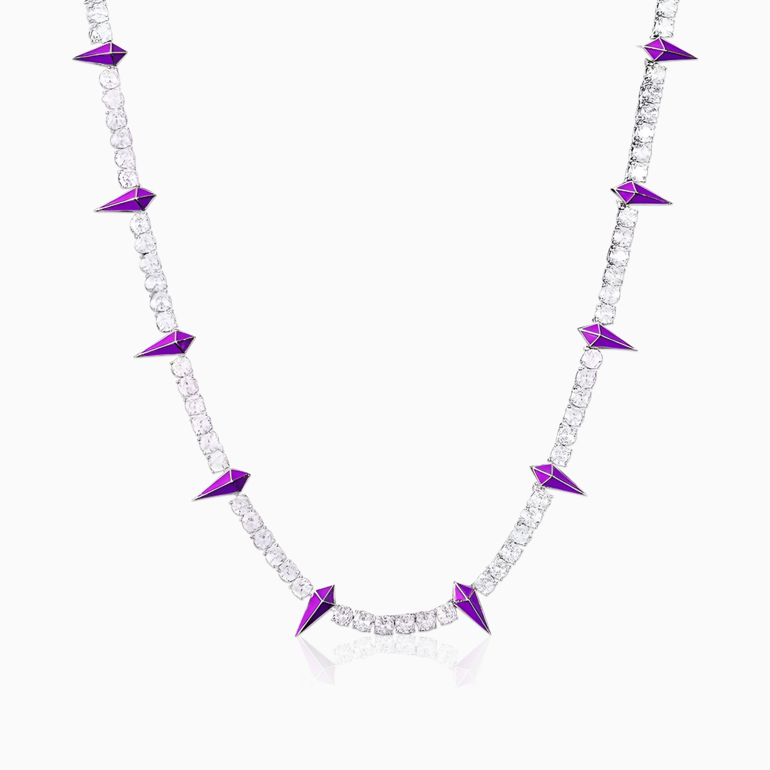 Cadena Tenis Wakanda Morada 5 Mm Oro Blanco