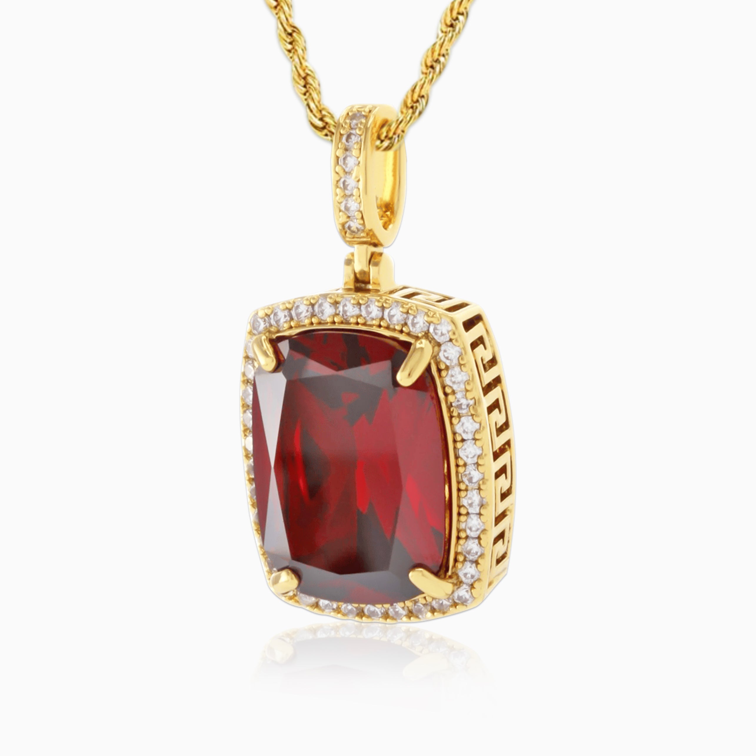 18K Gold Red Ruby Pendant