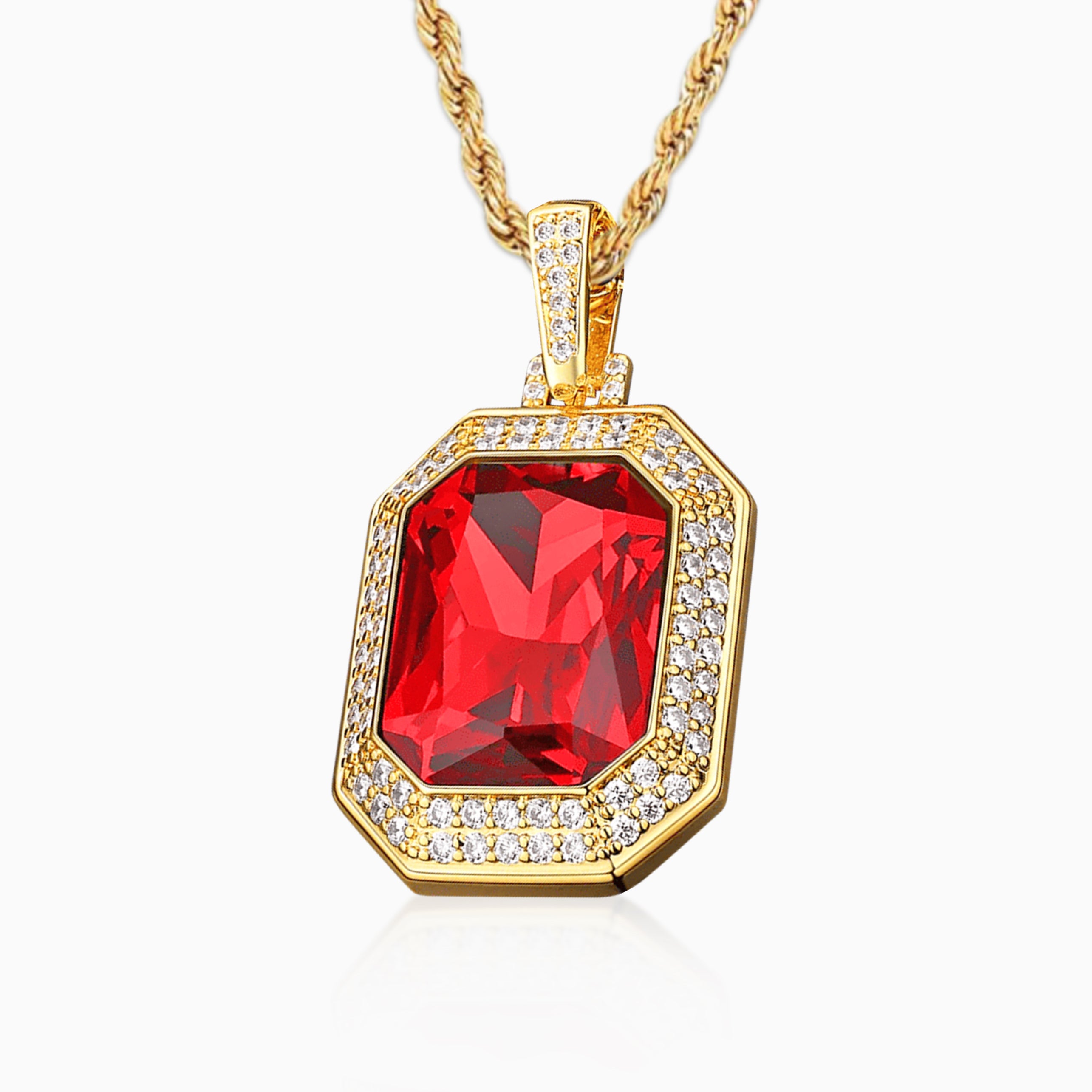 18K Gold Red Ruby Pendant