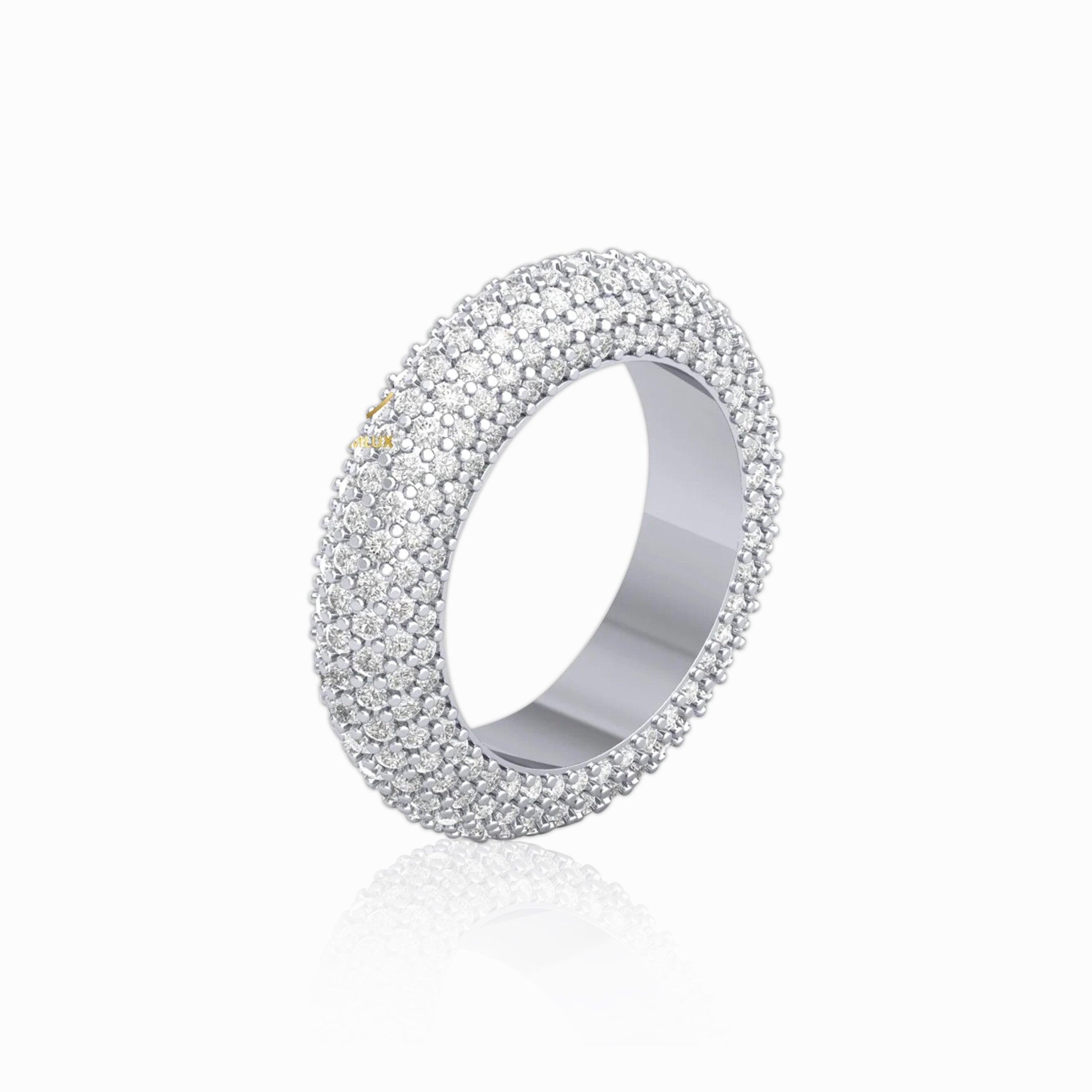 Anillo Clasico Bandas VVS Moissanite + Plata 925 Oro Blanco