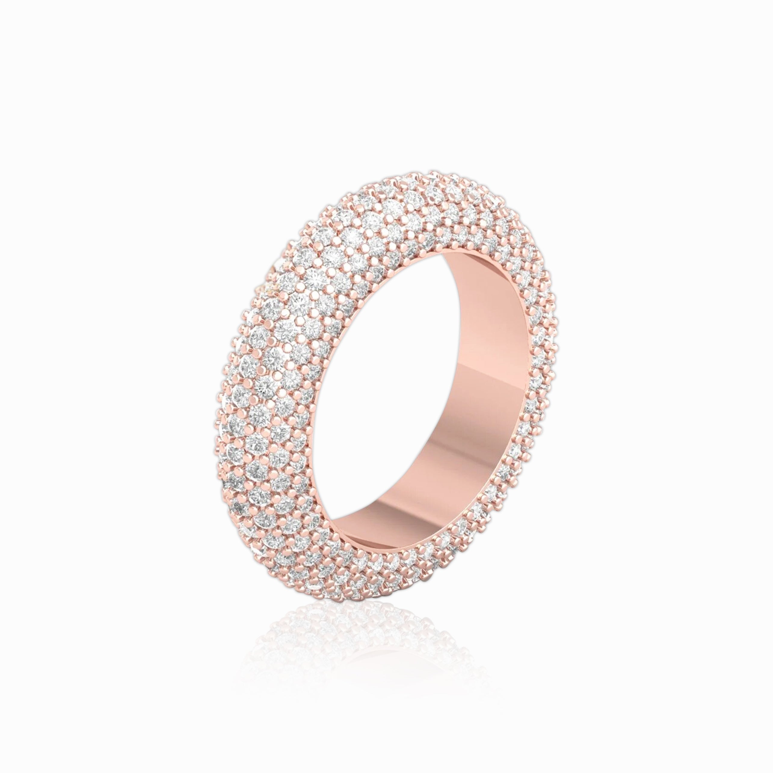 Anillo Clasico Bandas VVS Moissanite + Plata 925 Oro Rose