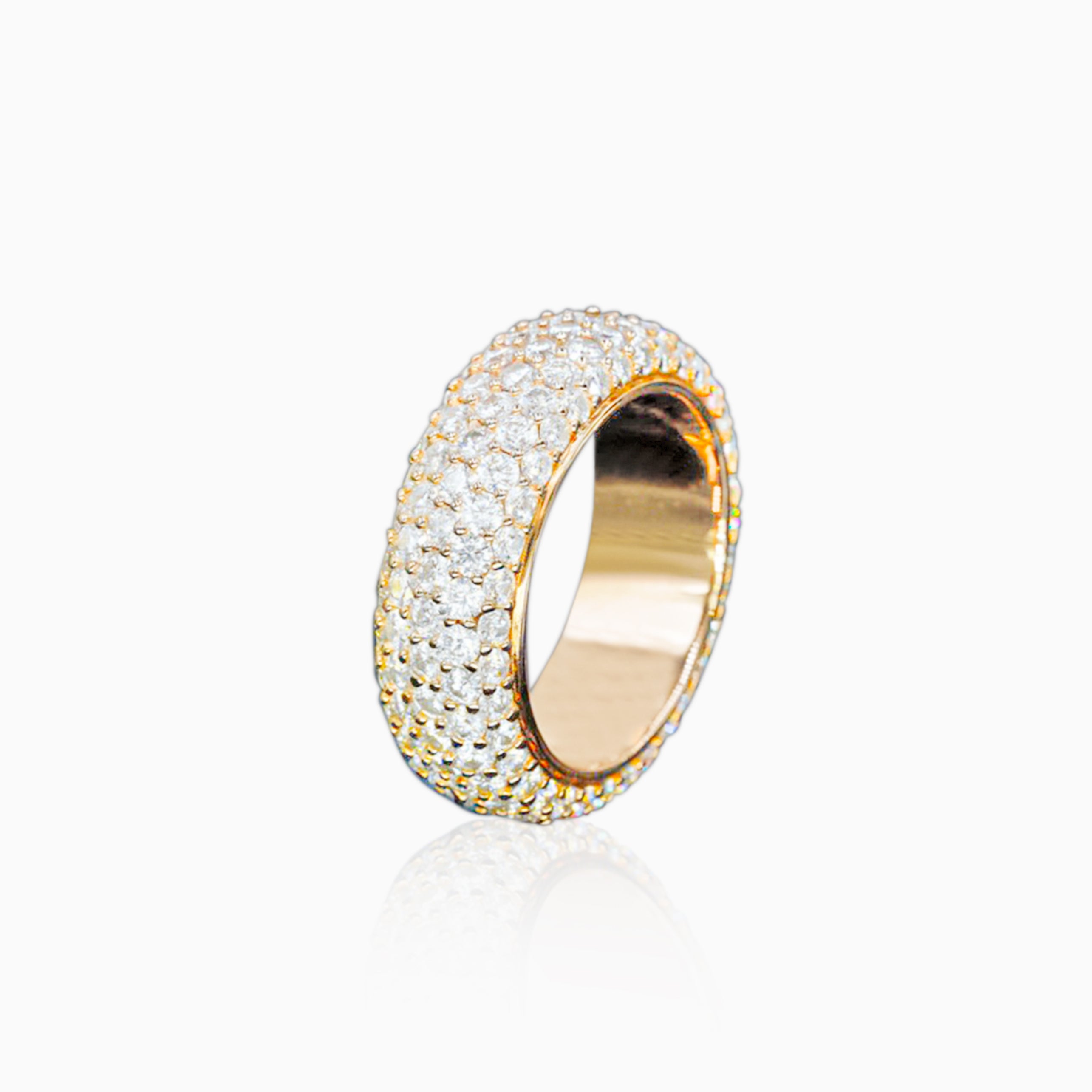 Anillo Clasico Bandas VVS Moissanite + Plata 925 Oro 18K