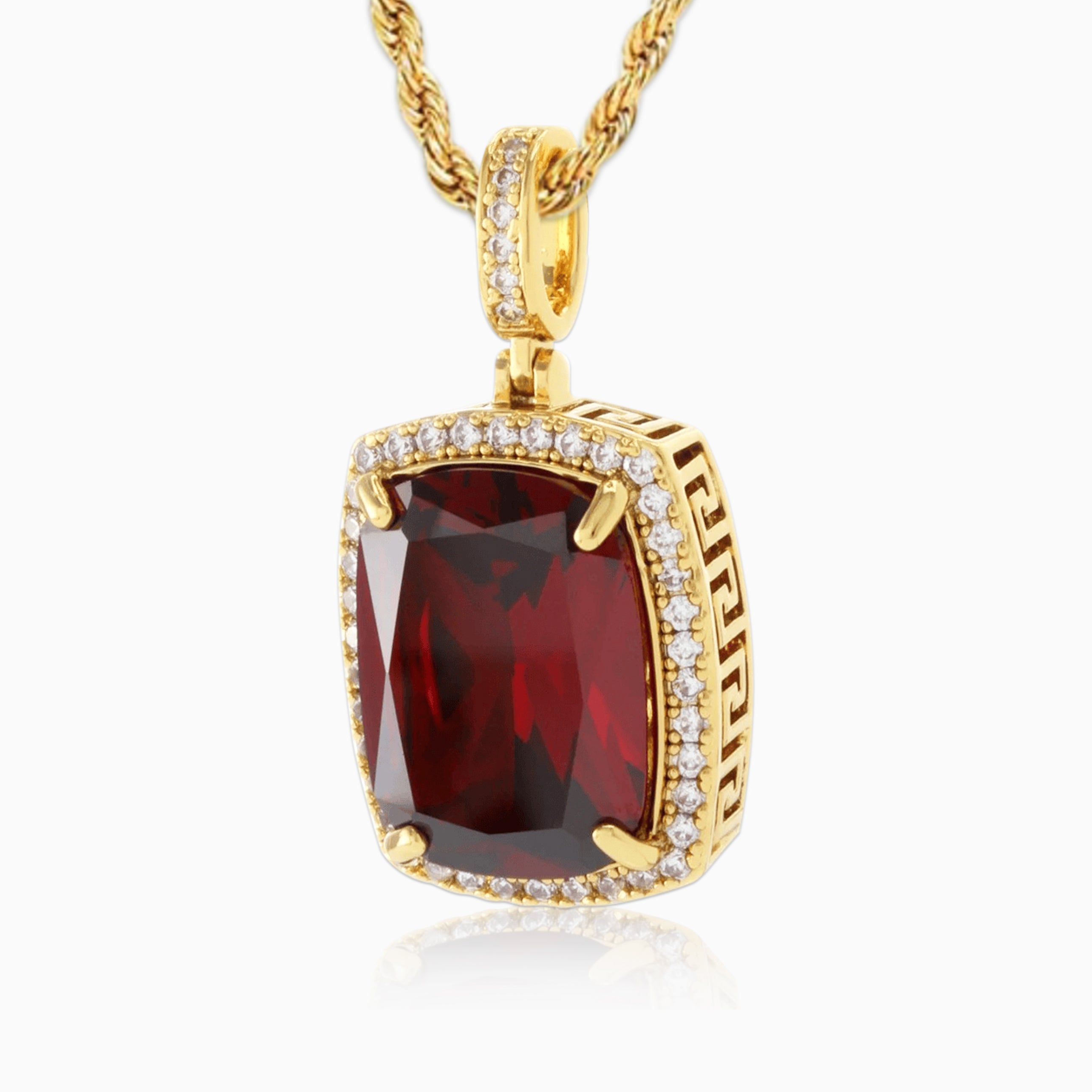 18K Gold Red Ruby Pendant