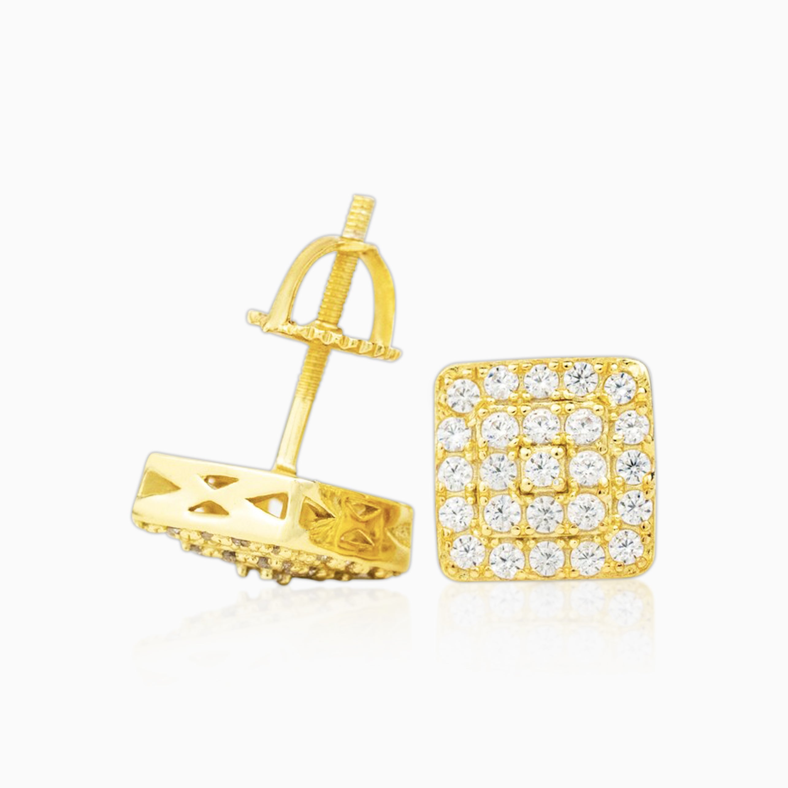 Square VVS Moissanite Earrings 18K Gold