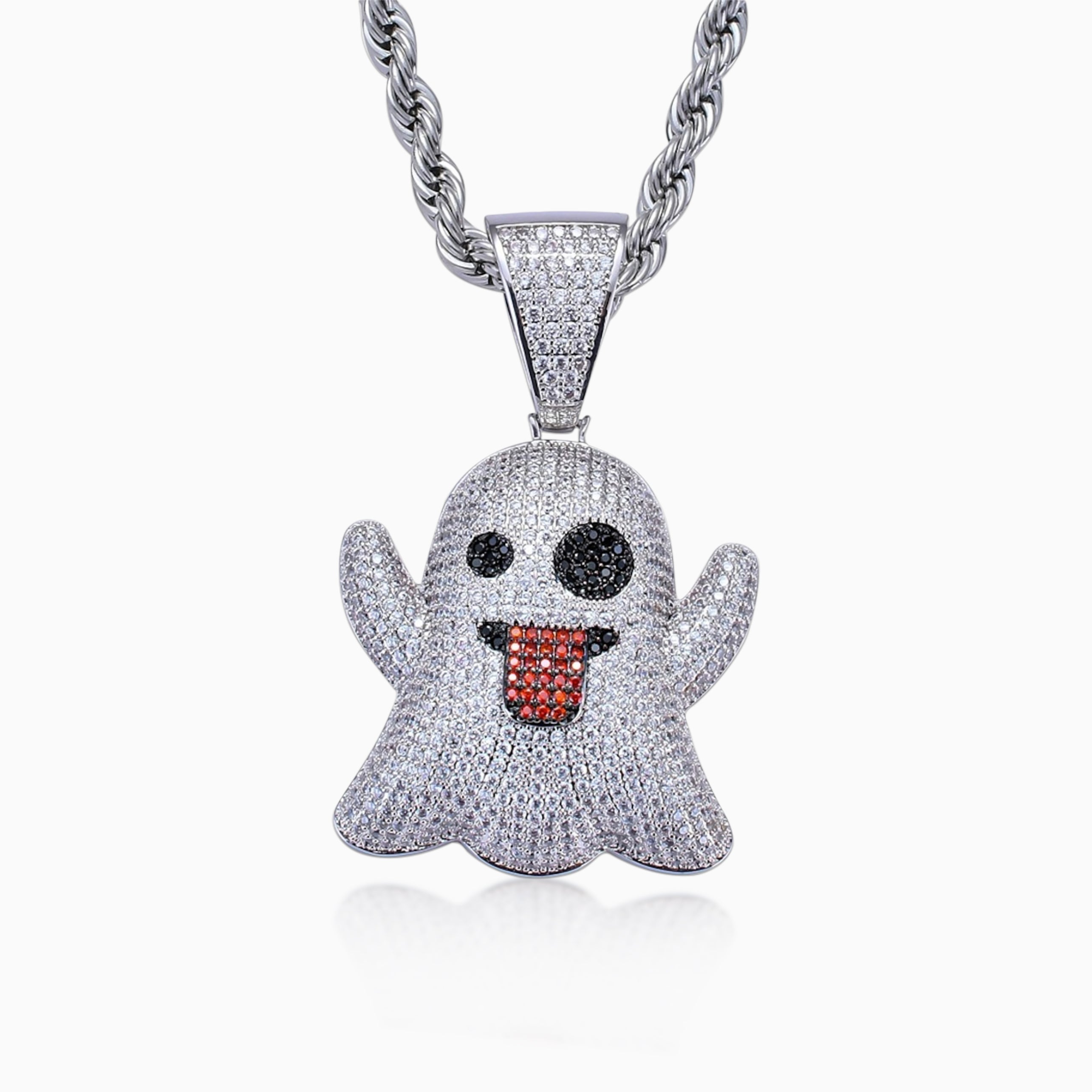 Colgante Emoji Fantasma Oro Blanco