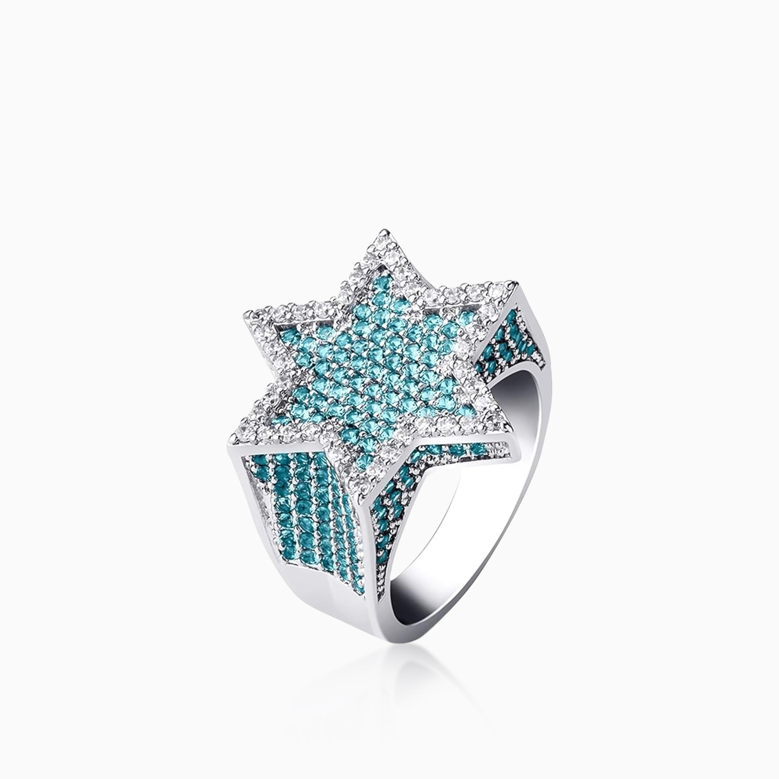 Anillo Green Star Oro Blanco