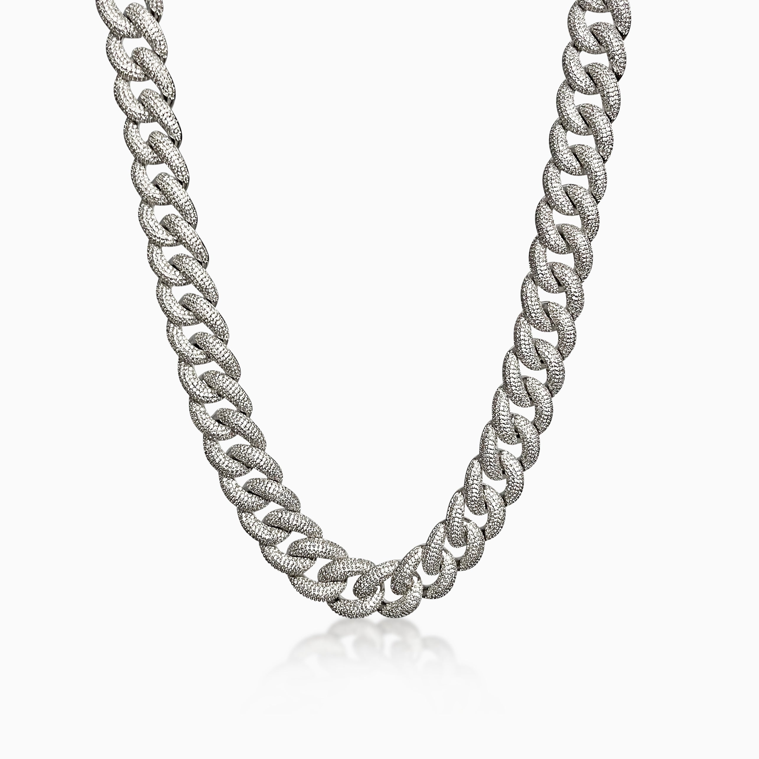 Cadena Cubana Rich Boss 20 Mm Oro Blanco