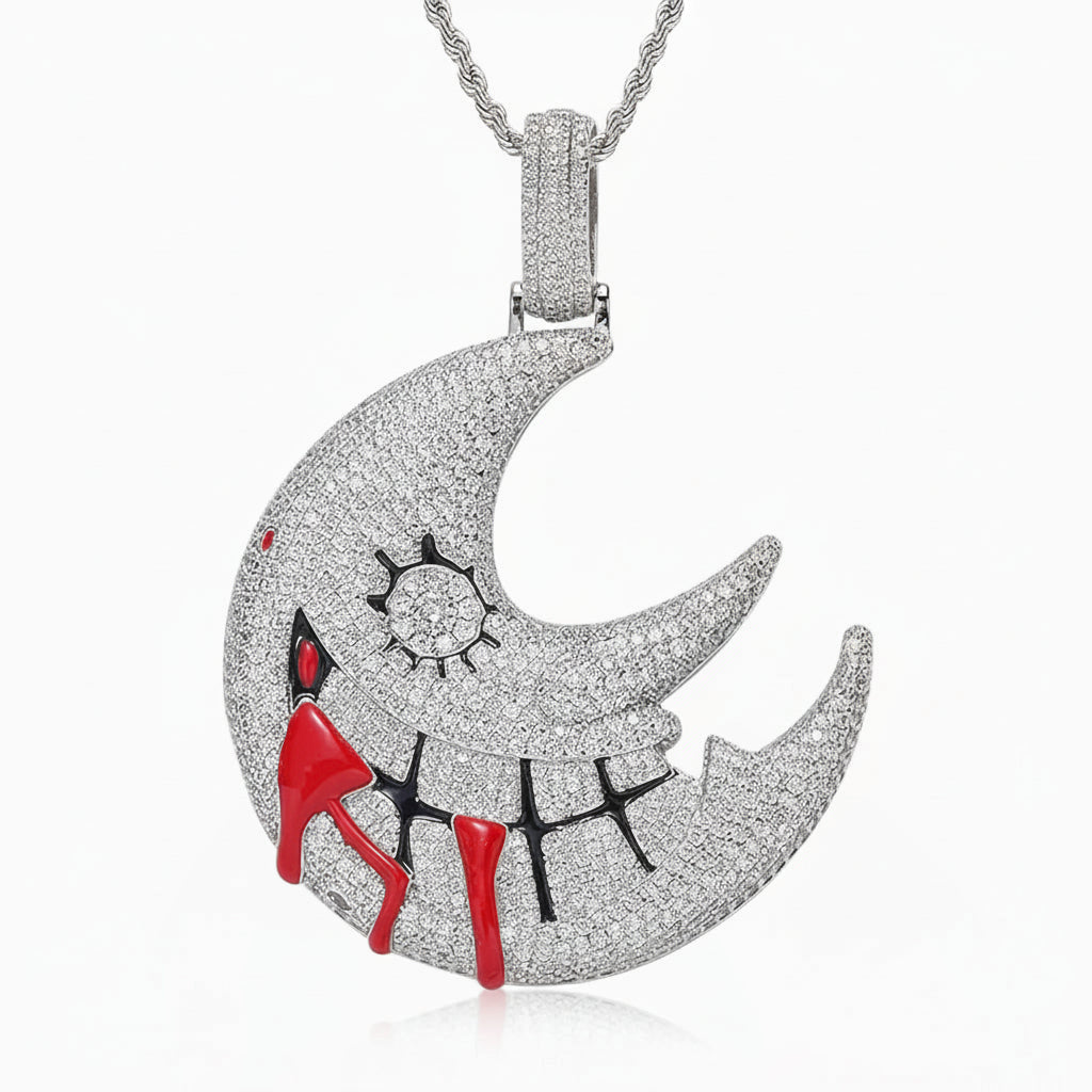 Colgante Luna VVS Moissanite + Plata 925 Oro Blanco
