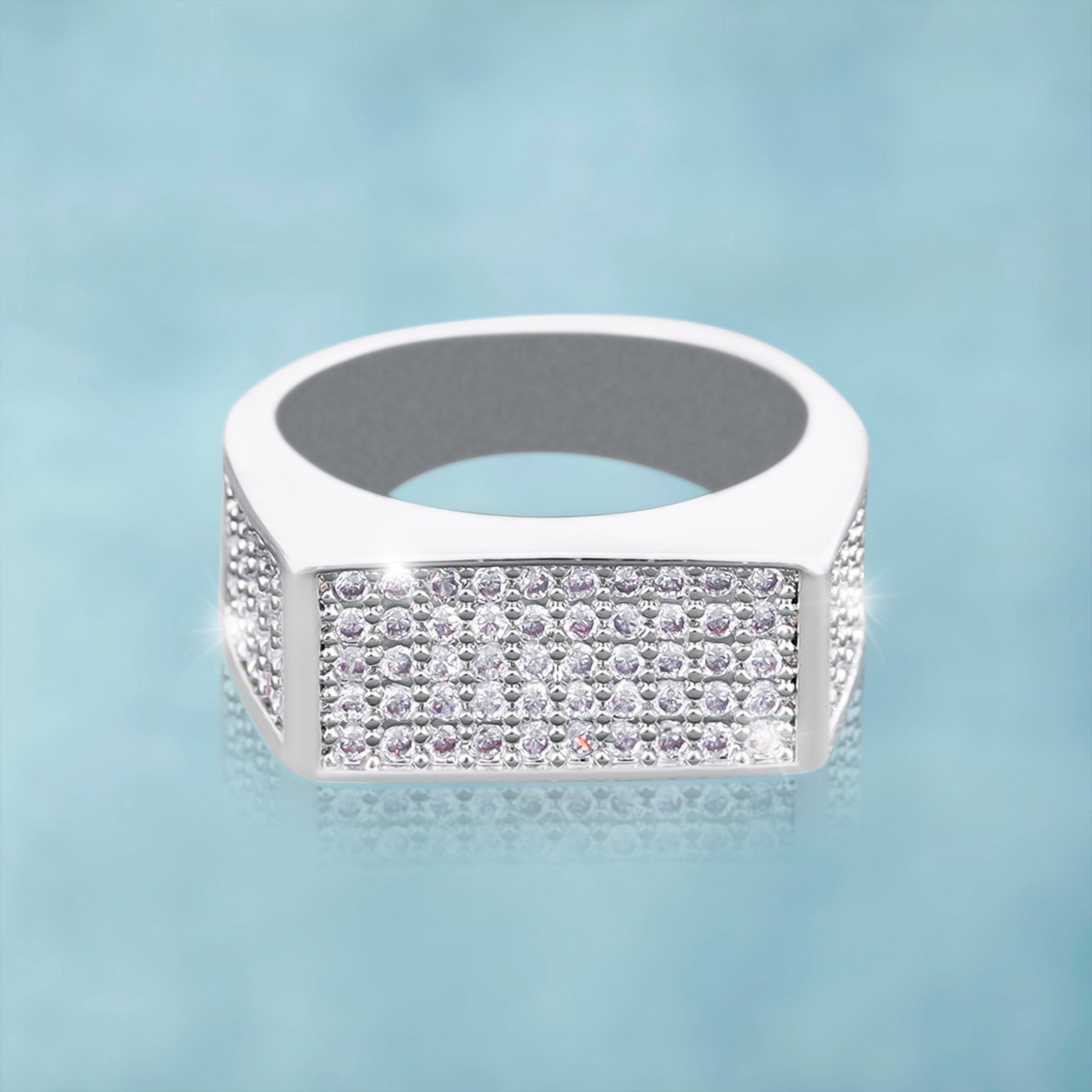 Anillo Plano Ice Oro Blanco