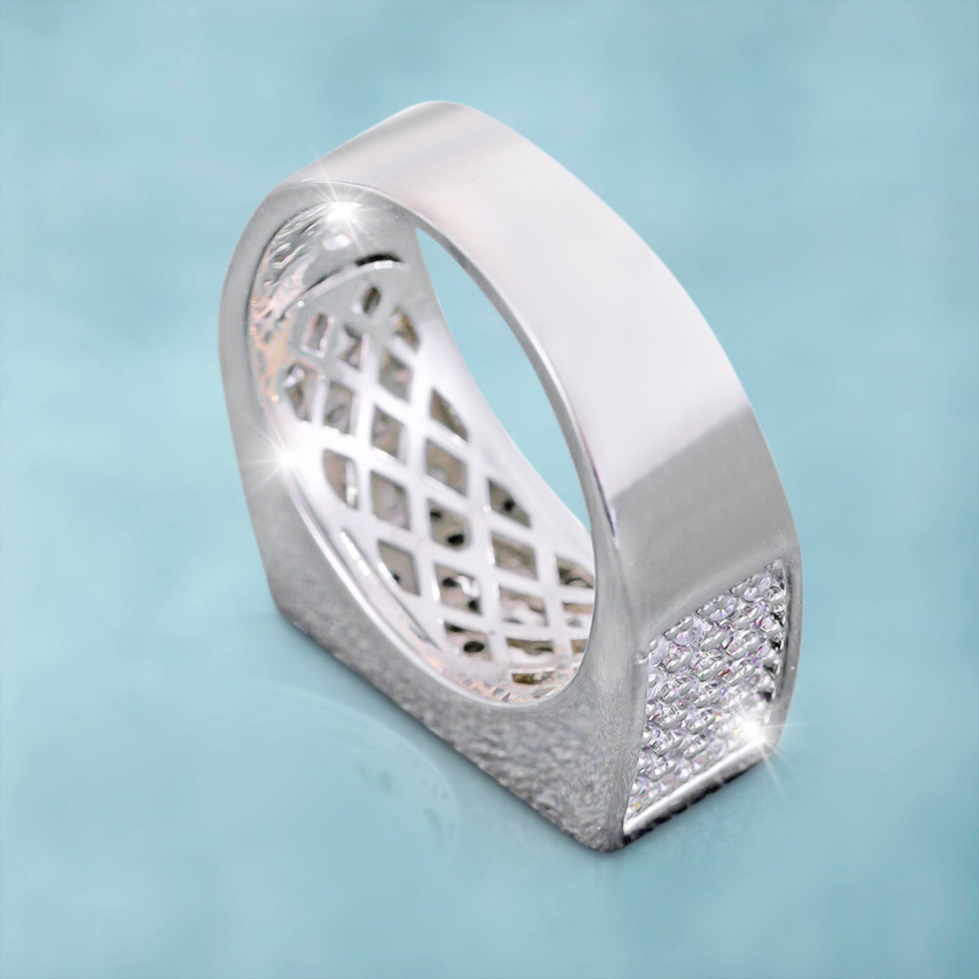 Anillo Plano Ice Oro Blanco