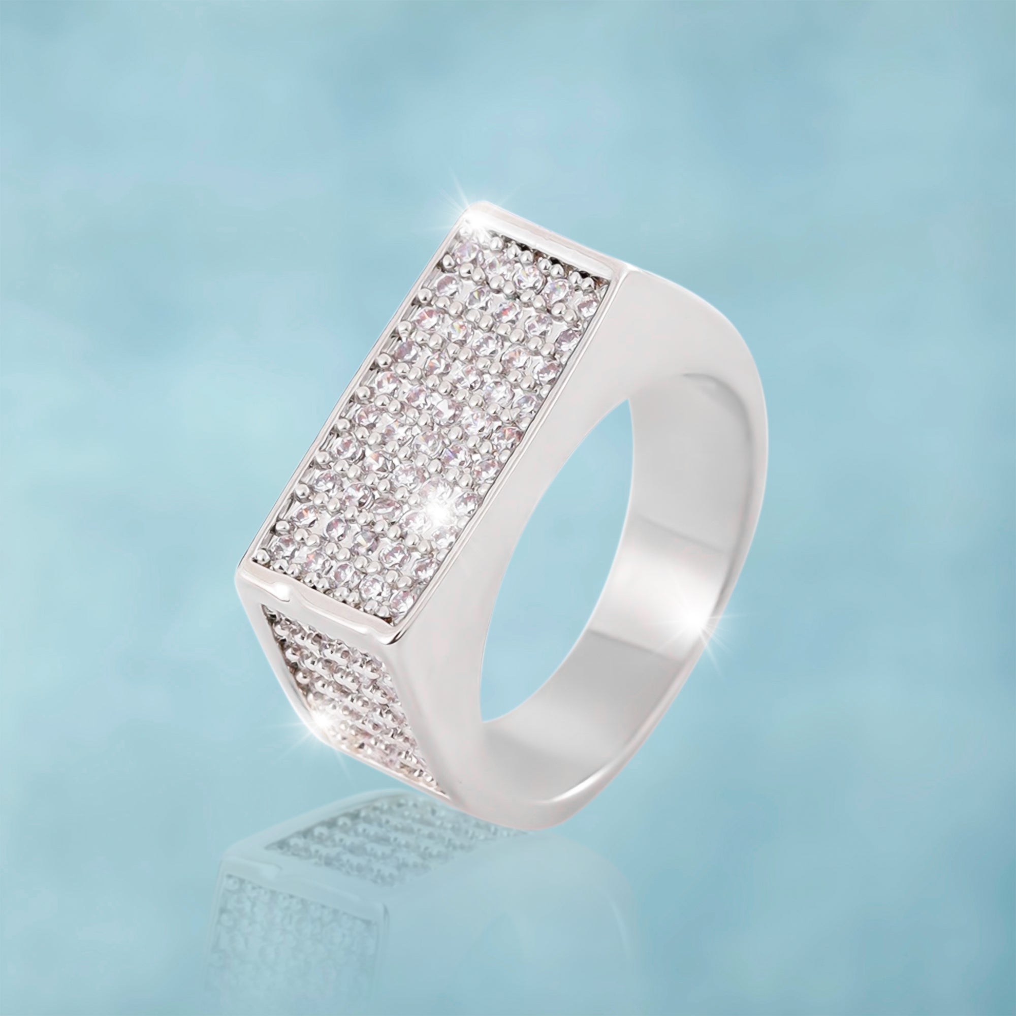 Anillo Plano Ice Oro Blanco