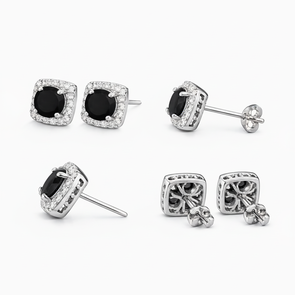 Pendientes Onix Oro Blanco – foto 2