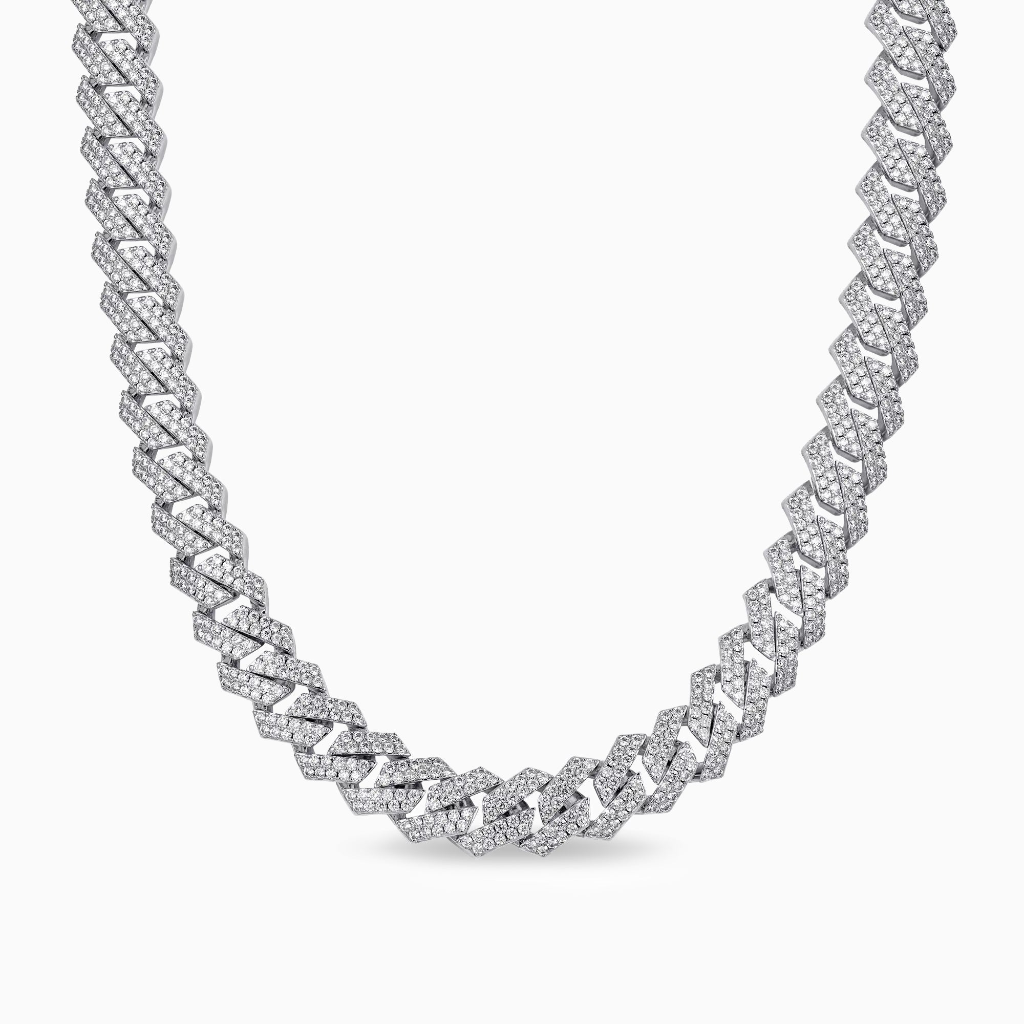 Cadena Cubana Prong 15 Mm Oro Blanco