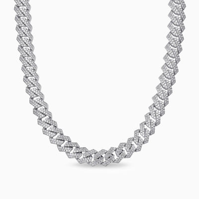Prong Cuban Link Chain 15 mm – White Gold