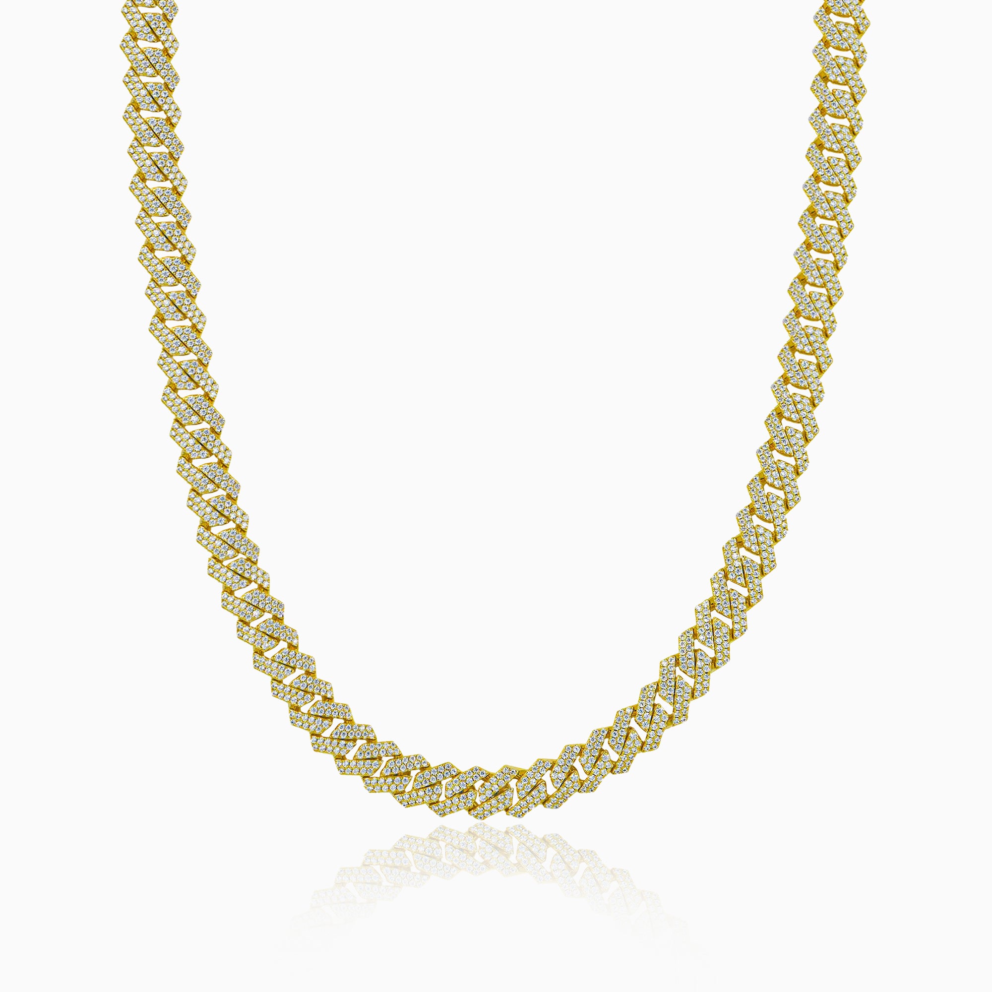 Cadena Cubana Prong 10 Mm Oro 18K