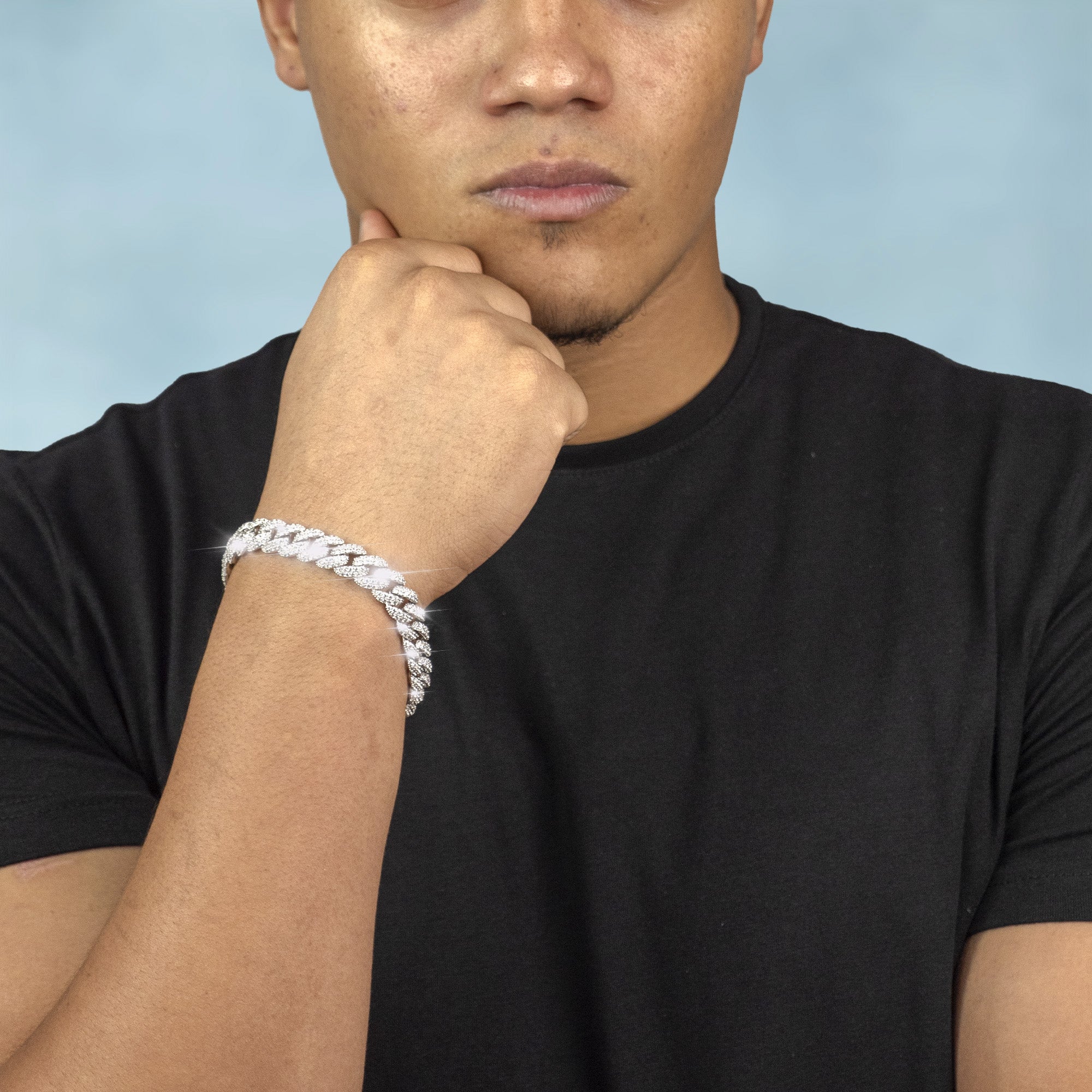 Brazalete Cubana Ice 10 Mm Oro Blanco