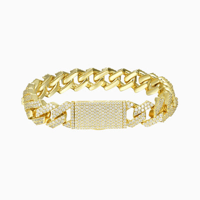 Prong Cuban Link Bracelet 15 mm – 18K Gold