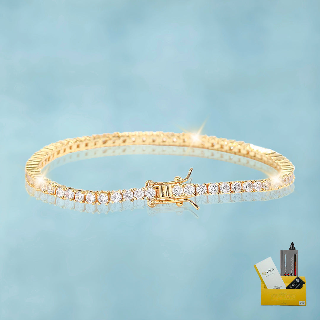 Brazalete Tenis VVS Moissanite + Plata 925 Oro 18K