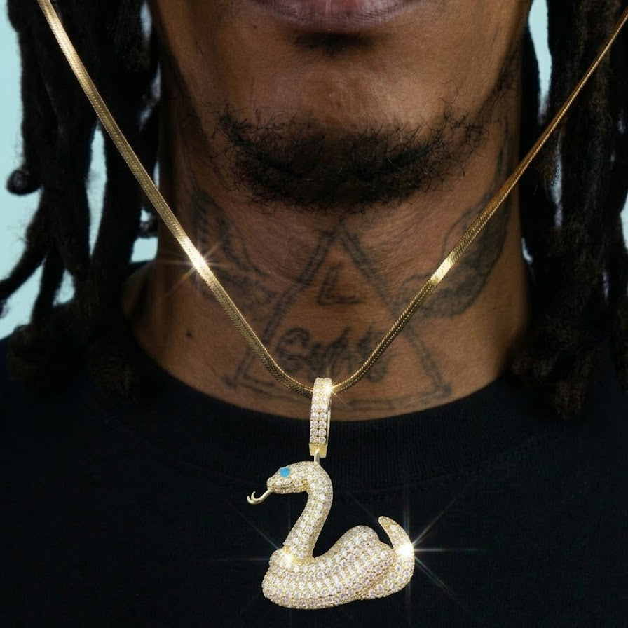 18K Gold Snake Pendant