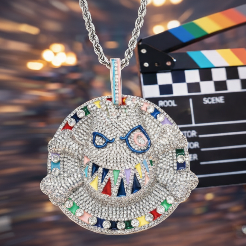 Colgante Rainbow Skull Oro Blanco