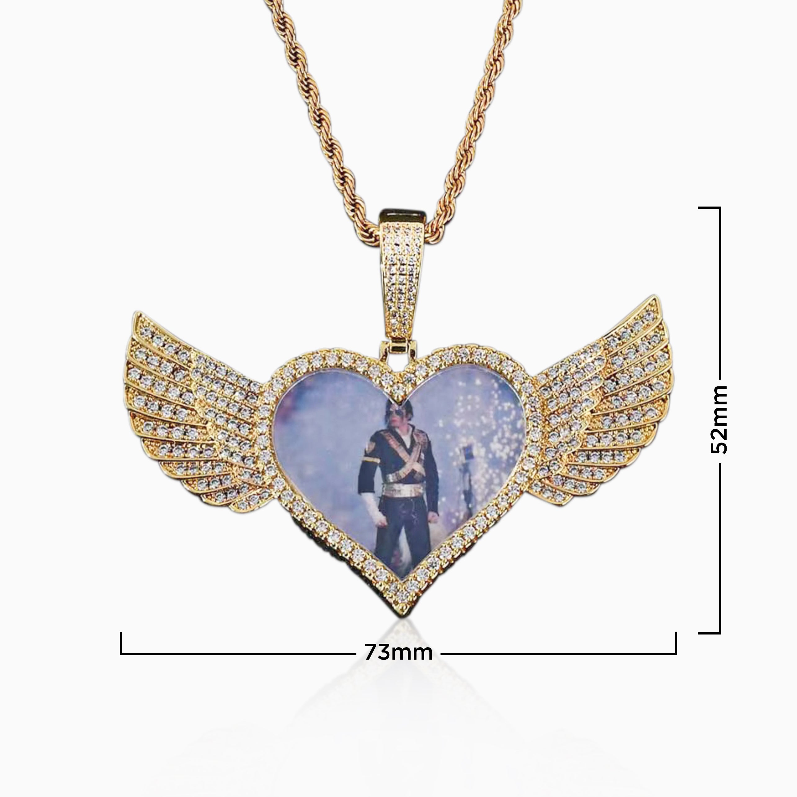 Personalized Gold Photo Wings Pendant