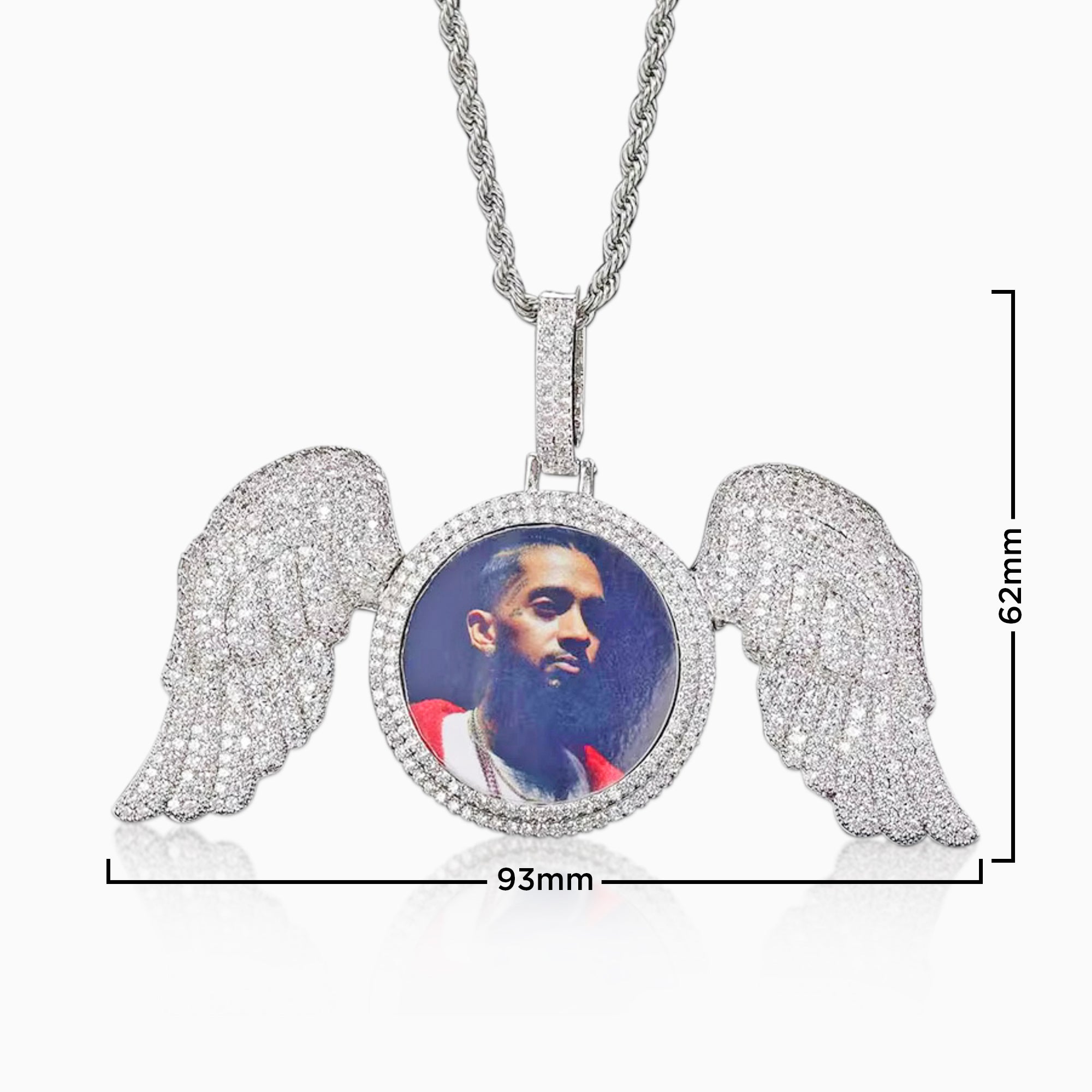 Personalized Gold Photo Wings Pendant