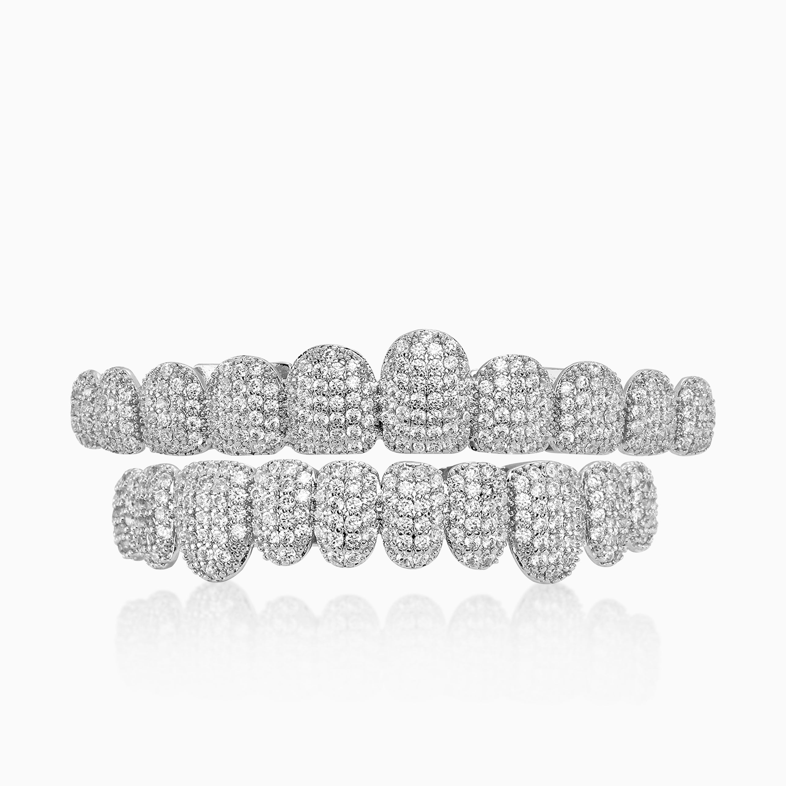 Grillz 10 Dientes Oro Blanco