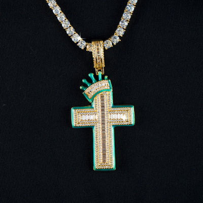 Luminous 18K Gold Cross Pendant