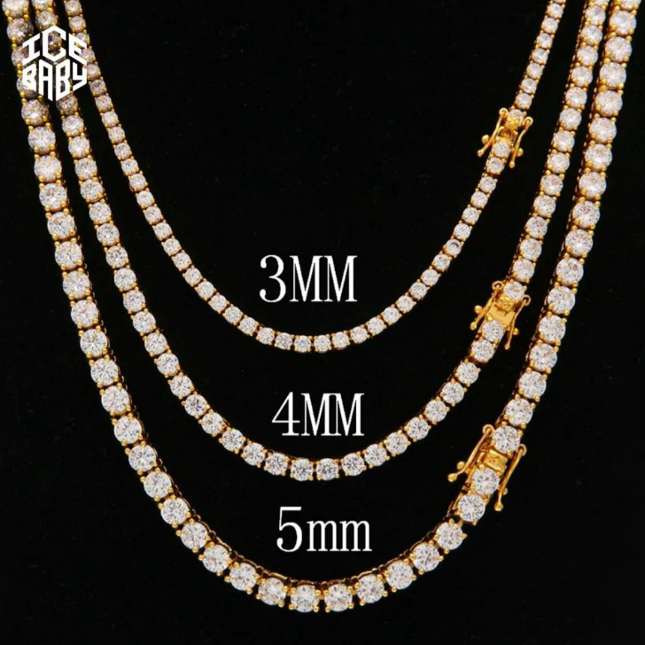 Medidas de la Cadena Tenis VVS Moissanite + Plata 925 Oro 18K
