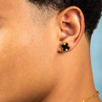 Pendientes Trébol Black Oro 18K