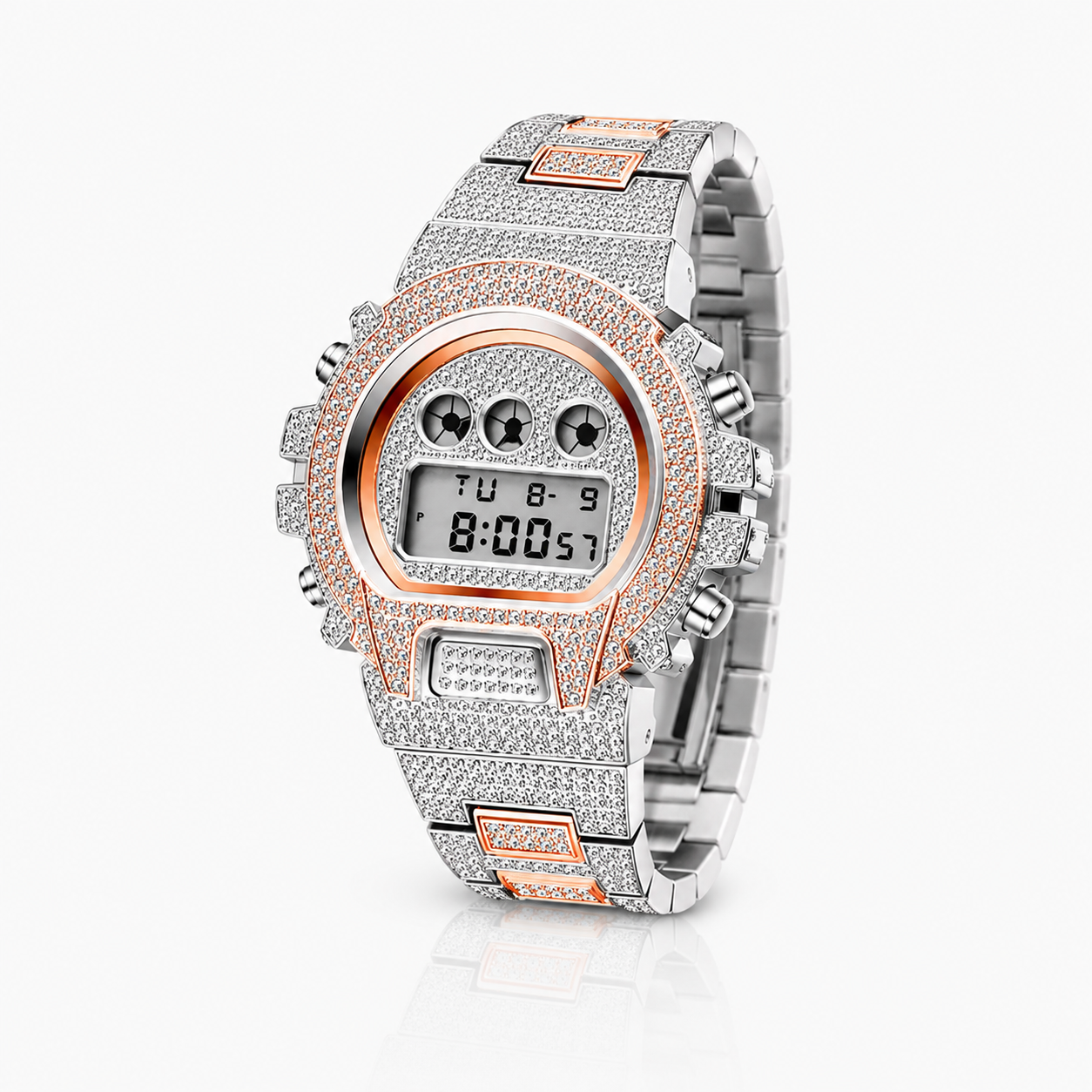 Reloj Two Tone Ice Digital Oro Blanco