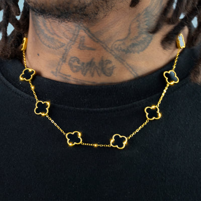 Cadena Tréboles Black Gold Oro 18K